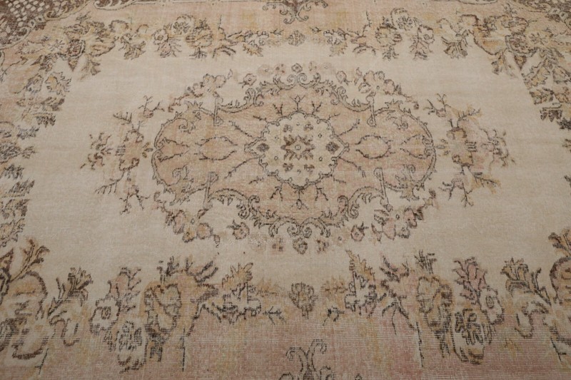 Neutral rug, Earth tone rug, Handmade area rug, Vintage oushak rug, 6.6x10 ft gallery