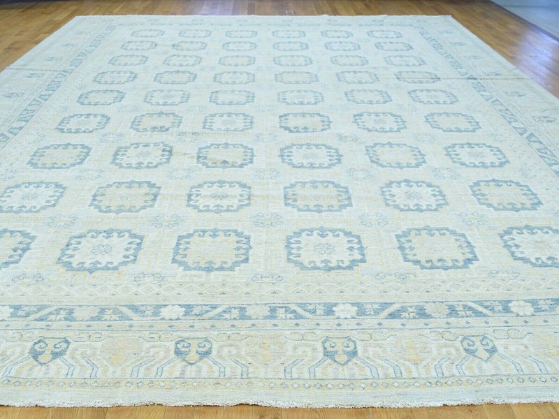 13'1"x17'7" White Wash Khotan Design Hand Knotted Pure Wool Oriental Rug gallery