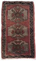 Vintage Anatolian Mini Rug, Handwoven Wool-Cotton Textile, Decorative Small Rug