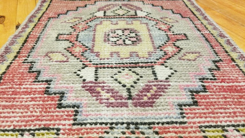 Bohemian Antique 1900-1930's,Wool Pile Natural Color Rug 1'6" x 3'4" gallery