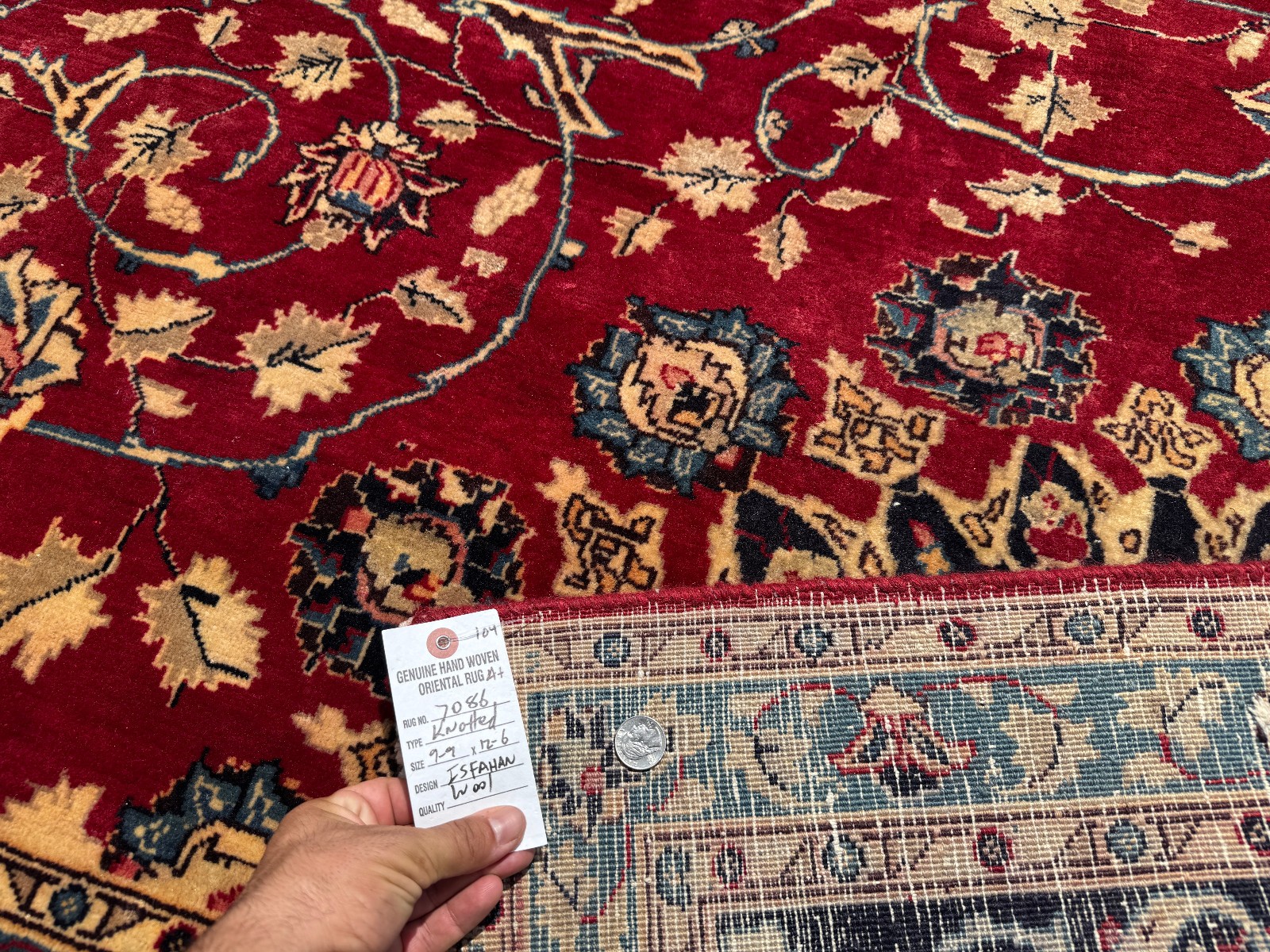 9x12 RED VINTAGE ORIENTAL RUG HAND-KNOTTED COLORFUL handmade navy blue 10x13 ft gallery