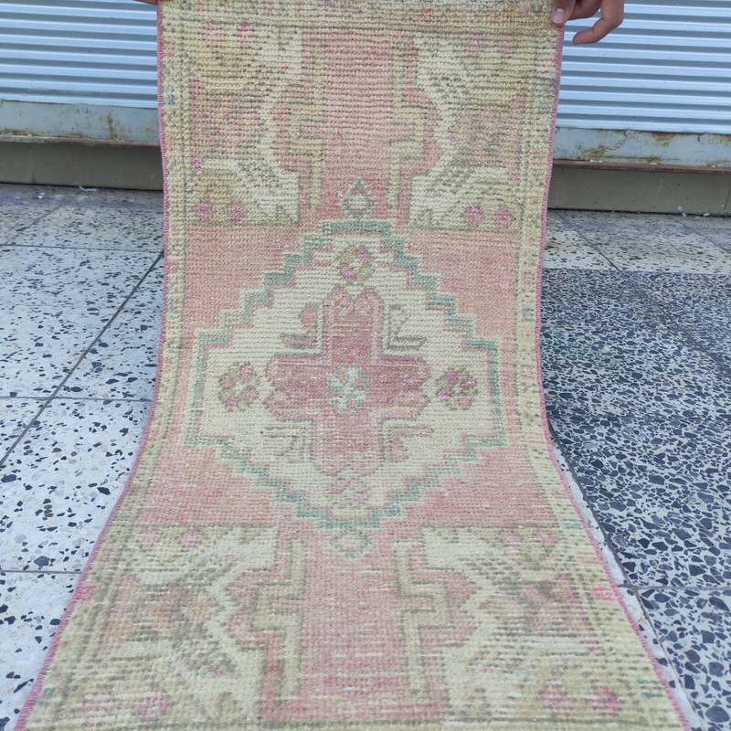Pastel 2x3 Turkish Vintage Small Rug Handmade 46 x 93 cm Bath Mat 1.51 x 3.05 ft gallery