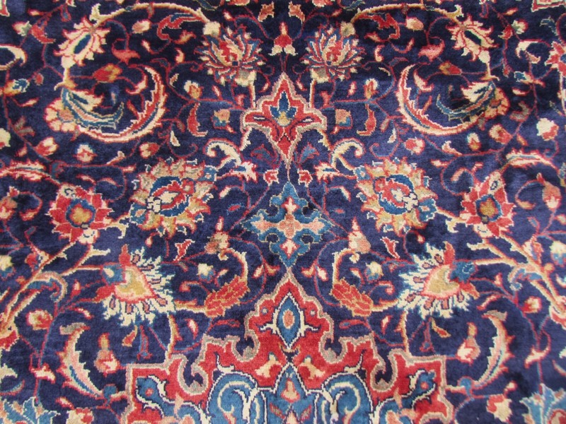 Vintage Hand Made Traditional Oriental Wool Blue Large Carpet 376x285cm gallery