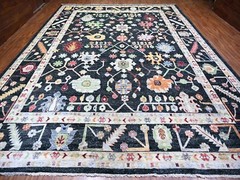 11’10” x 15’4″ Charcoal Black, Pure Wool Angora Pile Legendary Oushak Rug