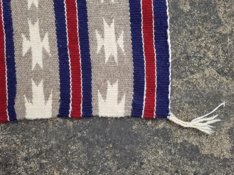 Vintage Traditional Native American Handwoven Navajo Wool Rug 60x40cm gallery
