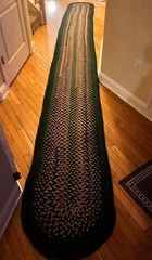 Handmade Braided Rag Rug Runner Extra Long 17ft Green Farmhouse Colonial