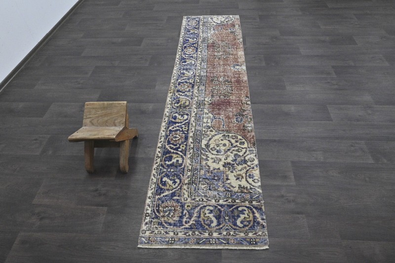 Vintage Turkish Runner Rug 2x8ft Wool Anatolian Handmade Hallway Oushak COPPER gallery