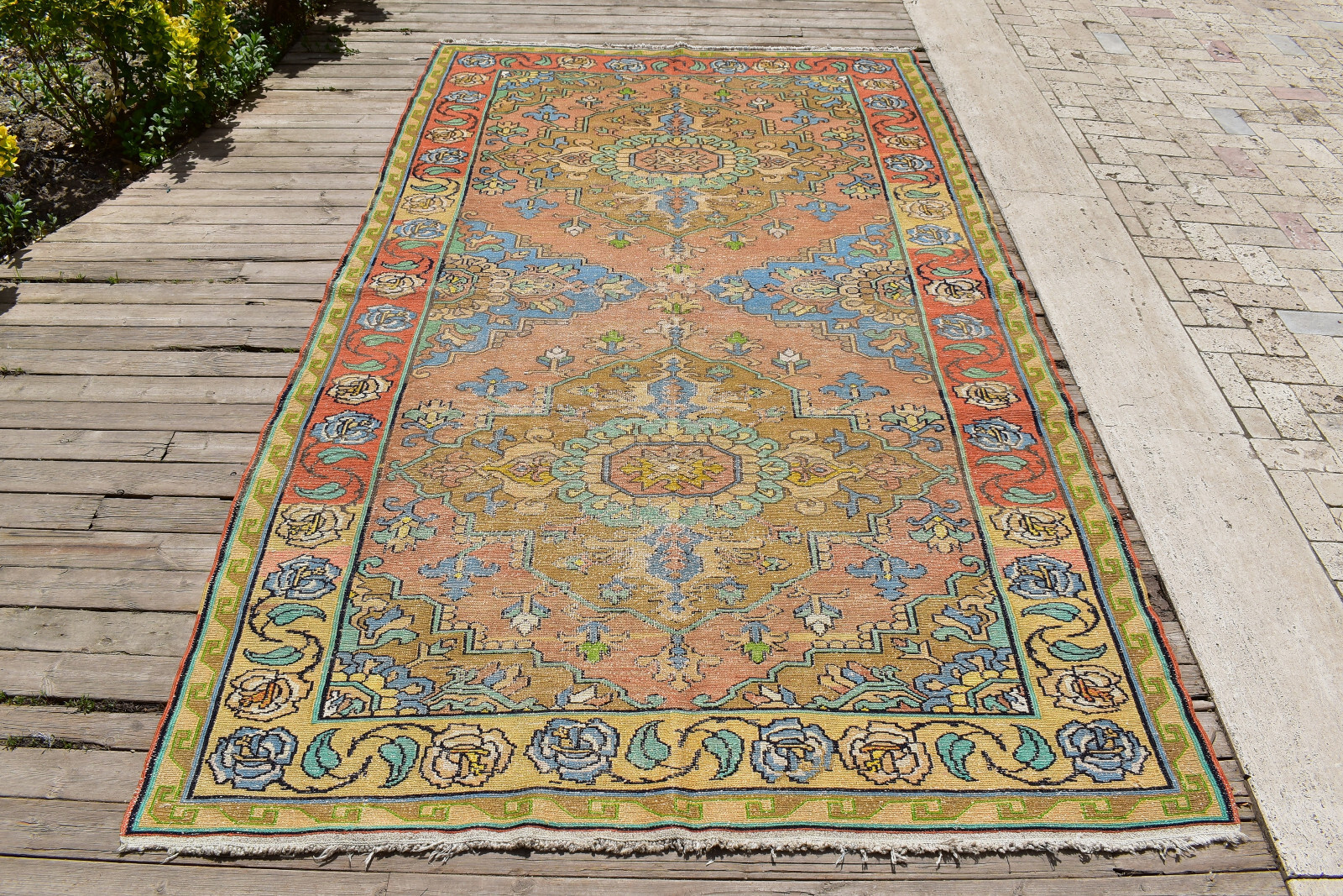 Caucasian Rug 5x9 Handwoven Wool Rug ANTIQUE Vintage Sumak Kilim 165x290cm gallery
