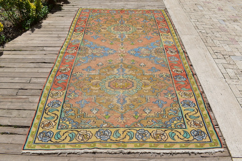 Caucasian Rug 5x9 Handwoven Wool Rug ANTIQUE Vintage Sumak Kilim 165x290cm