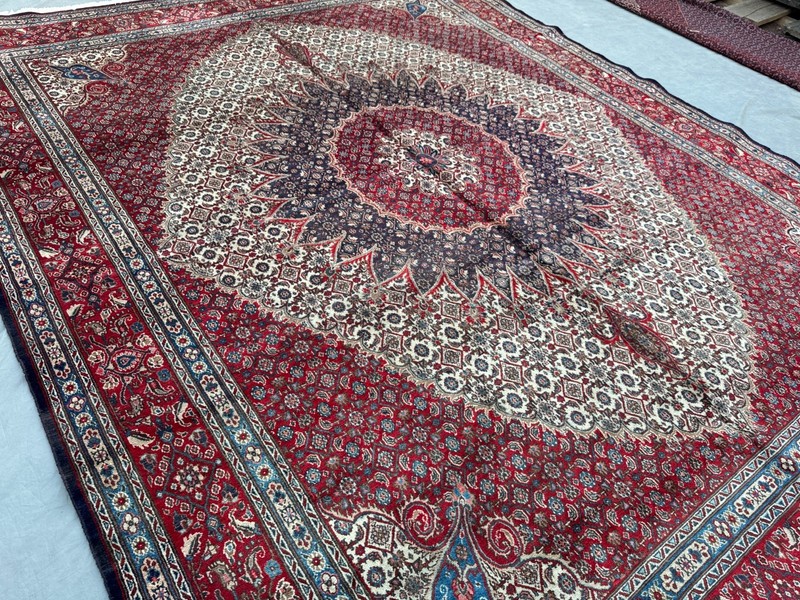 Vintage Turkish Inspired Oversized Caucasian Medallion Rug, Red Palace Size Rug gallery