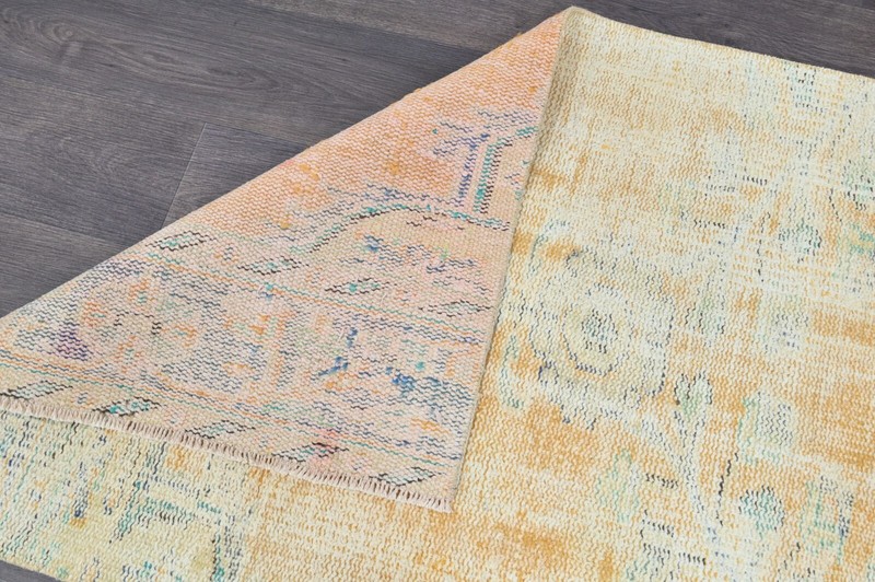 Vintage Turkish Runner Rug 2x10ft ORANGE Handmade Anatolian Oushak Hallway Wool gallery