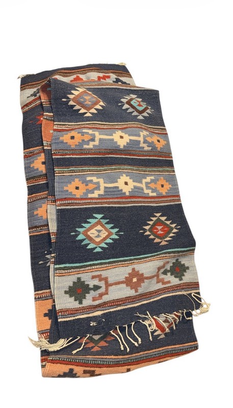 Handwoven Antique Tribal Rug 17 inches Wide By 9.75 Feet Long Used Condition gallery