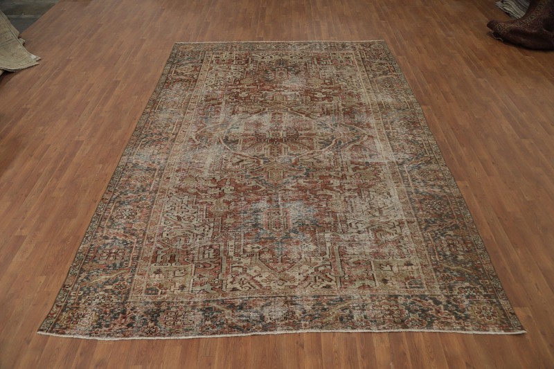 Pre-1900 Rust Wool Hand-knotted Vegetable Dye Traditional Antique Area Rug 8x12 gallery