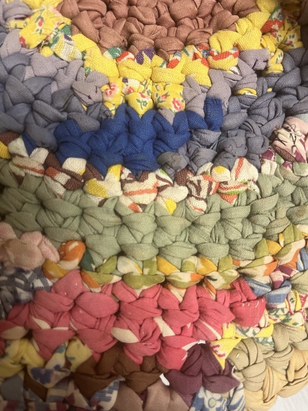 Antique handmade Braided Rag Rug Farmhouse Cottage Porch Runner Decor 44” gallery