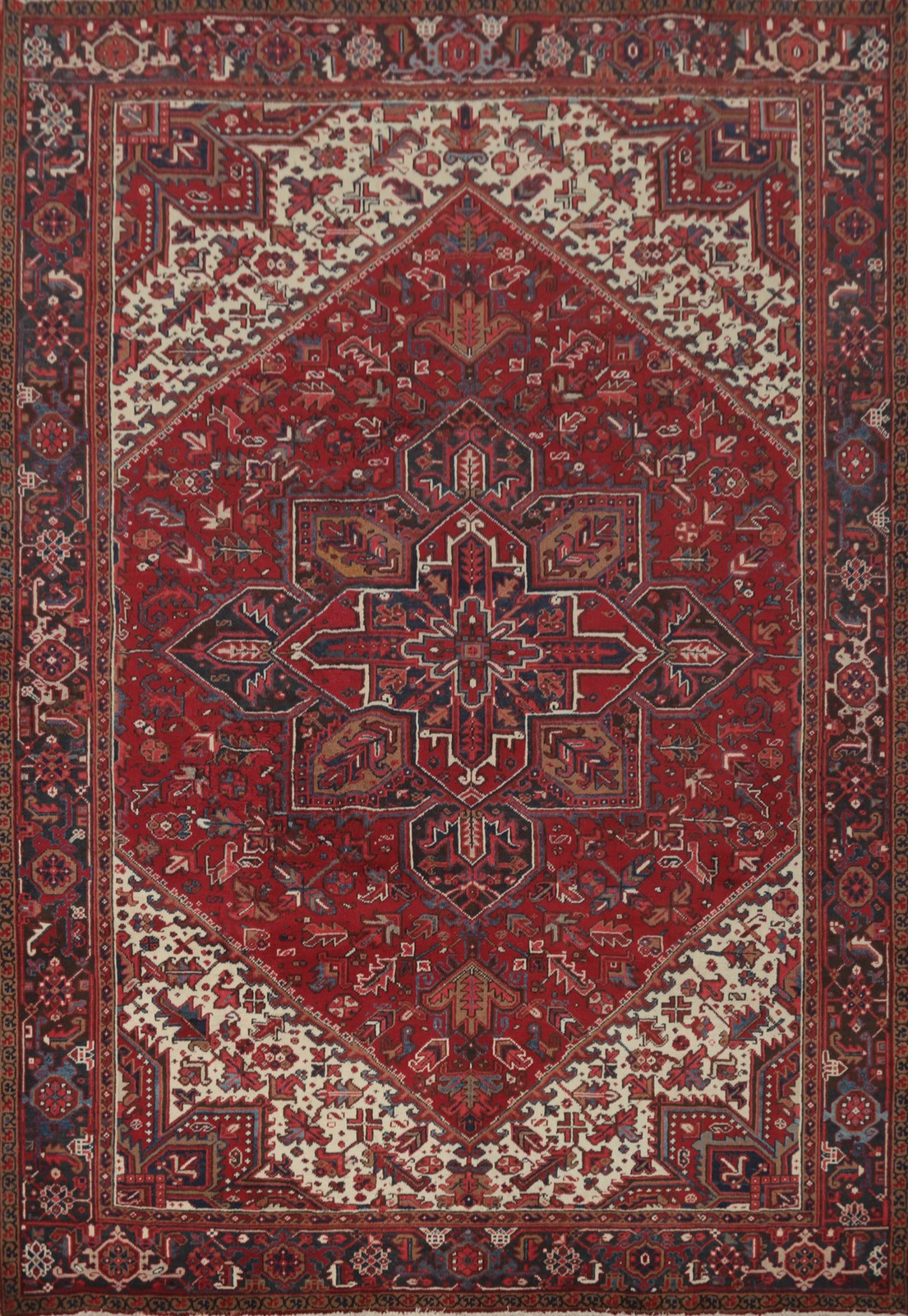 Red Traditional Style Geometric Wool Hand-knotted Vintage Area Rug 9x11 ft gallery