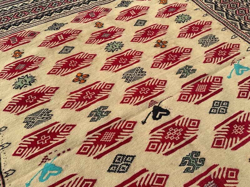 4x6 ft Vintage Afghan Sumak Kilim Rug Handmade Geometric Tribal Area Kitchen Rug gallery