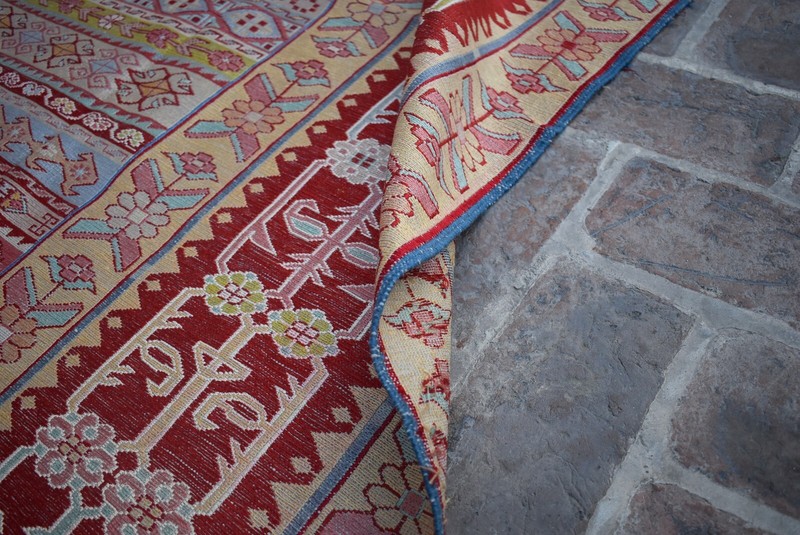 6'3 x 9'7 Hand Woven Turkish 100% Silk On Wool Persian Geometric Area Kilim Rug gallery