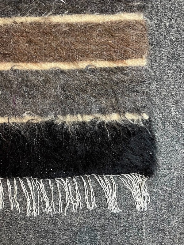 Handwoven Turkish Siirt Kilim/Blanket Vegetable Dyes Mohair Wool Minimalist gallery