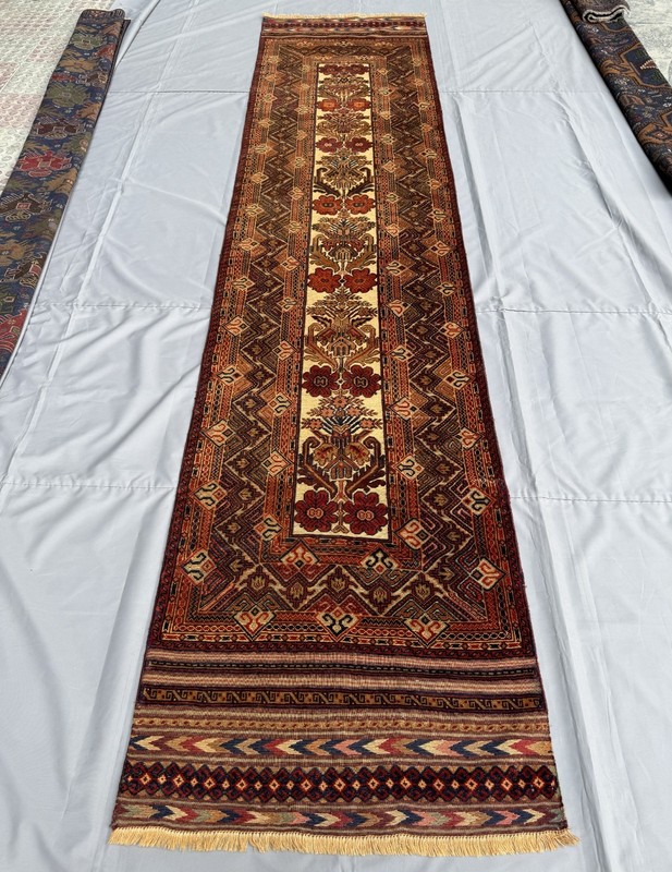 Fine Antique Afghan Runner Rug 3x12 ft Handmade Persian Style Tribal Hallway Rug gallery
