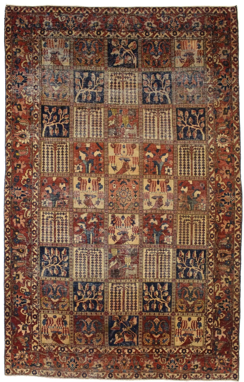 One-of-a-Kind Antique Oriental Rug Pictorial Garden Design Carpet 6'6X10'6 ft gallery
