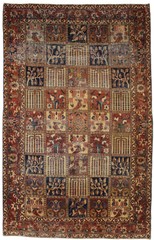 One-of-a-Kind Antique Oriental Rug Pictorial Garden Design Carpet 6’6X10’6 ft