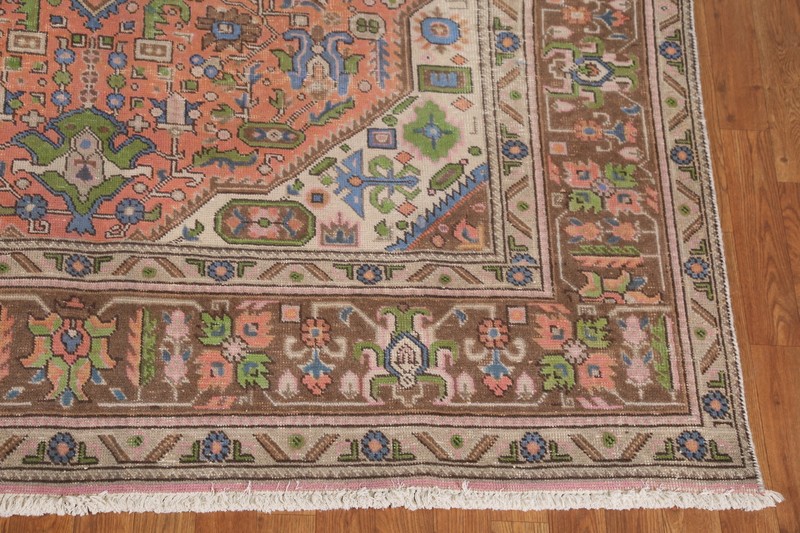 Vintage Over-Dyed Orange Wool Hand-knotted Floral Traditional Area Rug 7x10 gallery