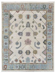 9×12 ft L.t. Blue & Ivory Handmade Oushak Living Area , Oriental Floor Rug