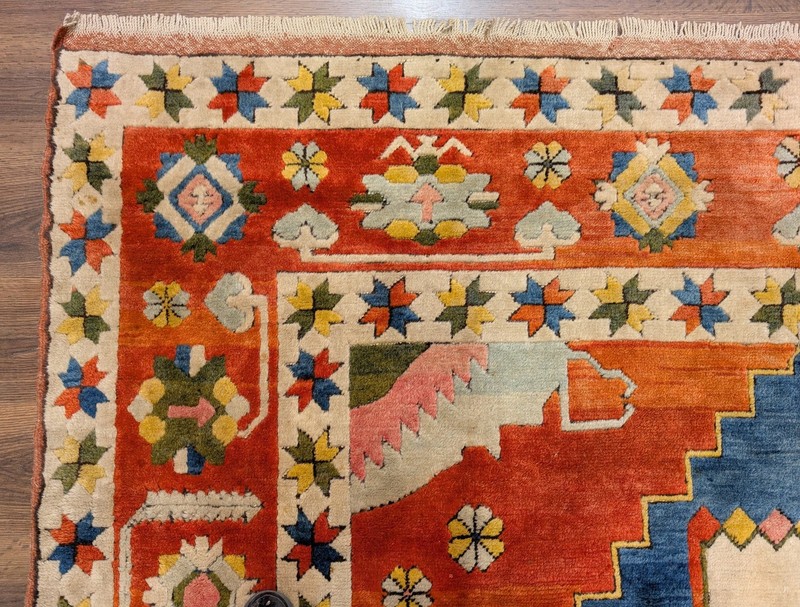 Turkish Rug 8x11, Geometric Medallion, Colorful, Star Border gallery
