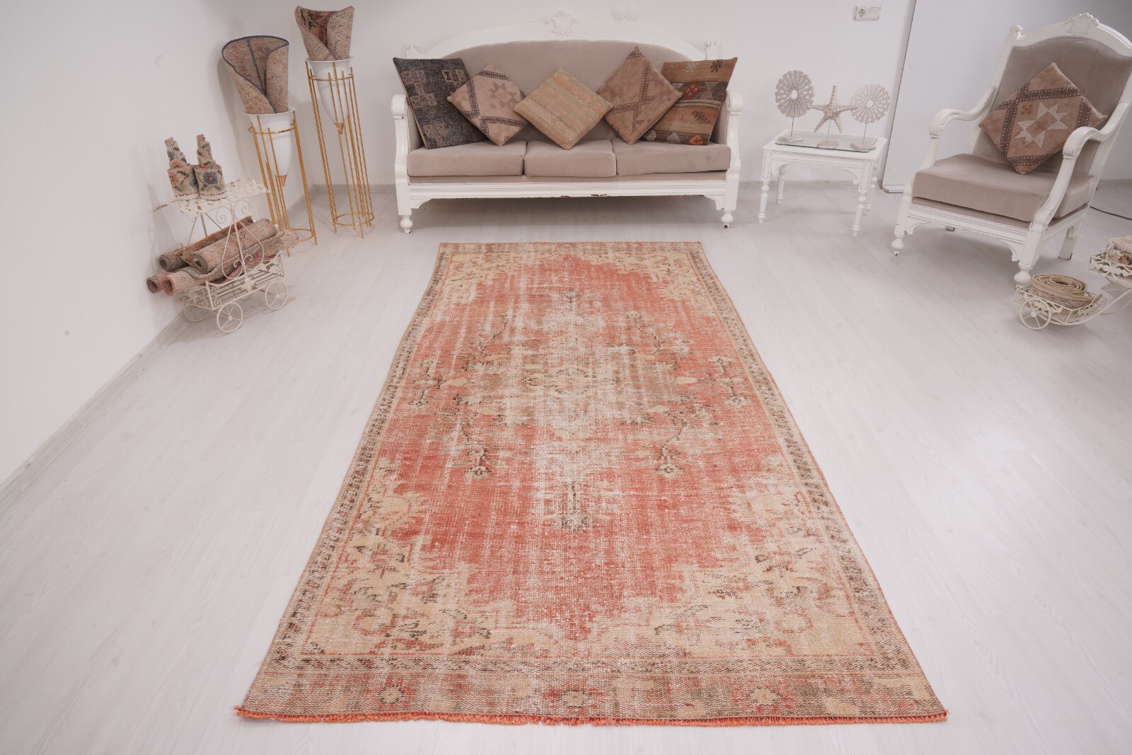 5x9 Oriental Vintage Rug Oushak Area Rug Turkish Rug Handmade Rug Neutral Rug 35 gallery