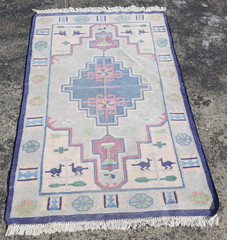 Vintage Traditional Handmade Turkish Style Geometric Cotto Rug 151×92 cm