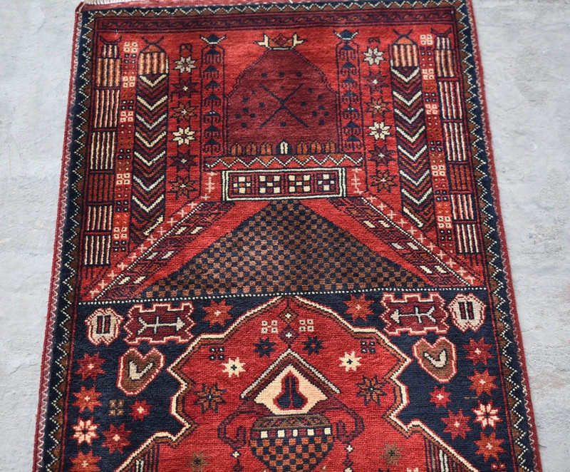 1'9 x 3'5 ft Hand knotted afghan tribal turkmen jai namaz rug, small prayer rug gallery