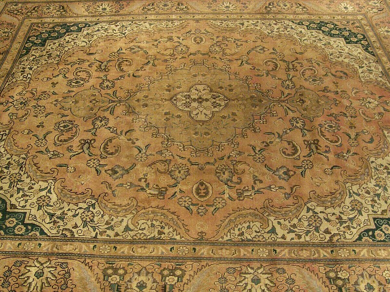 9.6 x 12.8 ft VINTAGE HAND KNOTTED Antique 1930s Tabrez OUSHAK VEG DYED Wool RUG gallery