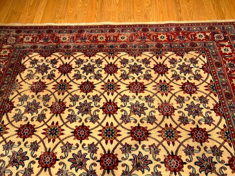 6.5 x 6.5 Handmade Antique Fine Quality Esfahaan Square Rug Natural Dye Wool gallery
