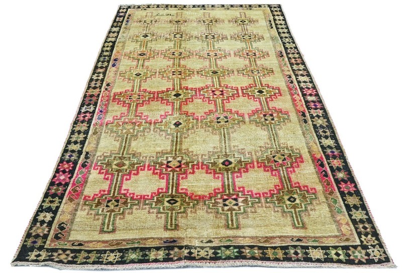 Vintage Geometric Tribal Distressed Oriental Rug Muted Boho Decor Carpet 5X8 ft gallery