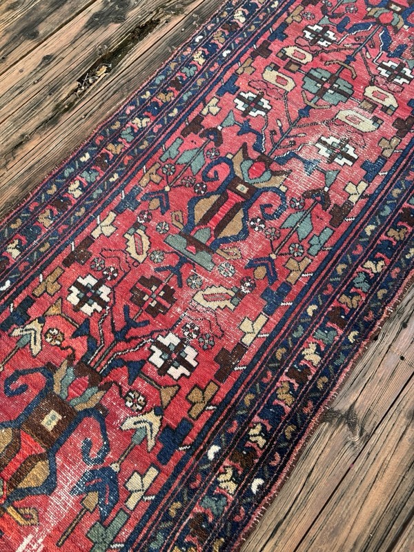 Antique Oriental Persiene Tribal Hand Knotted Rug Runner 9.9 X 3.2 Signed Dated gallery