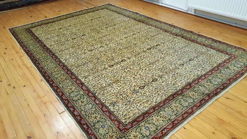 Rare Antique 1930-1939s Wool Pile Natral Dyes Legendary Hereke Rug 7x10ft gallery
