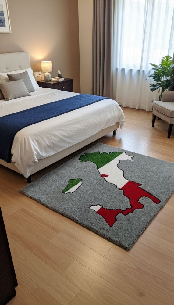 Handmade Italy Map Custom Rug 117x112 cm – In love with Rome – Luxury Acrylic