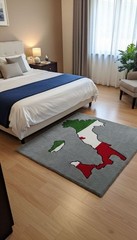 Handmade Italy Map Custom Rug 117×112 cm – In love with Rome – Luxury Acrylic