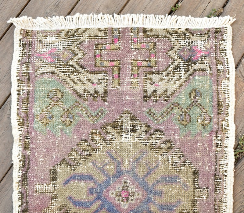 Turkish Carpet Hand Knotted 1x2 Size Doormat Chair Multi Color Rug 40x80cm gallery