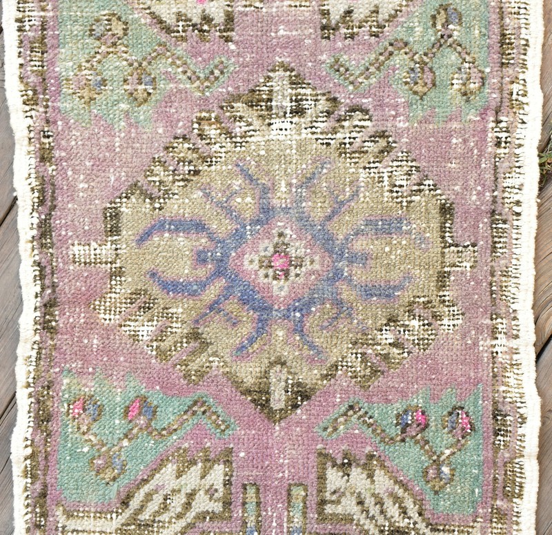 Turkish Carpet Hand Knotted 1x2 Size Doormat Chair Multi Color Rug 40x80cm gallery