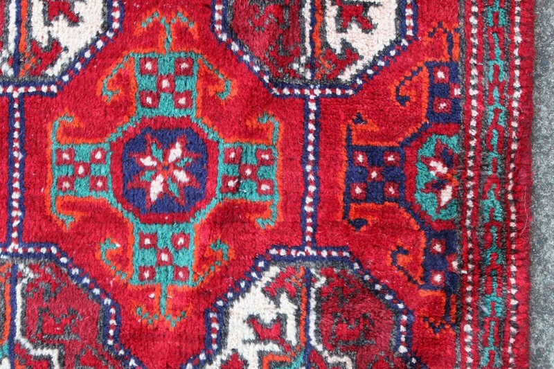 Vintage Worn Hand Made Traditional Oriental Wool Red Narrow Runner 208x86cm gallery