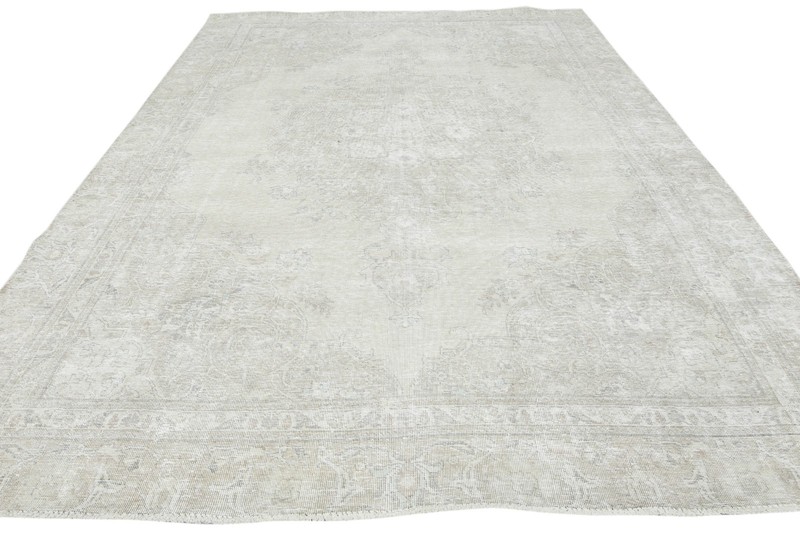 Vintage Oriental Rug Muted Distressed Floral Design Wool Carpet 8'3X10'9 ft gallery