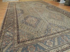 Oushak 10×15 11×16 Oriental Rug Beige Blue/Gray Semi-Antique wool hand-knotted