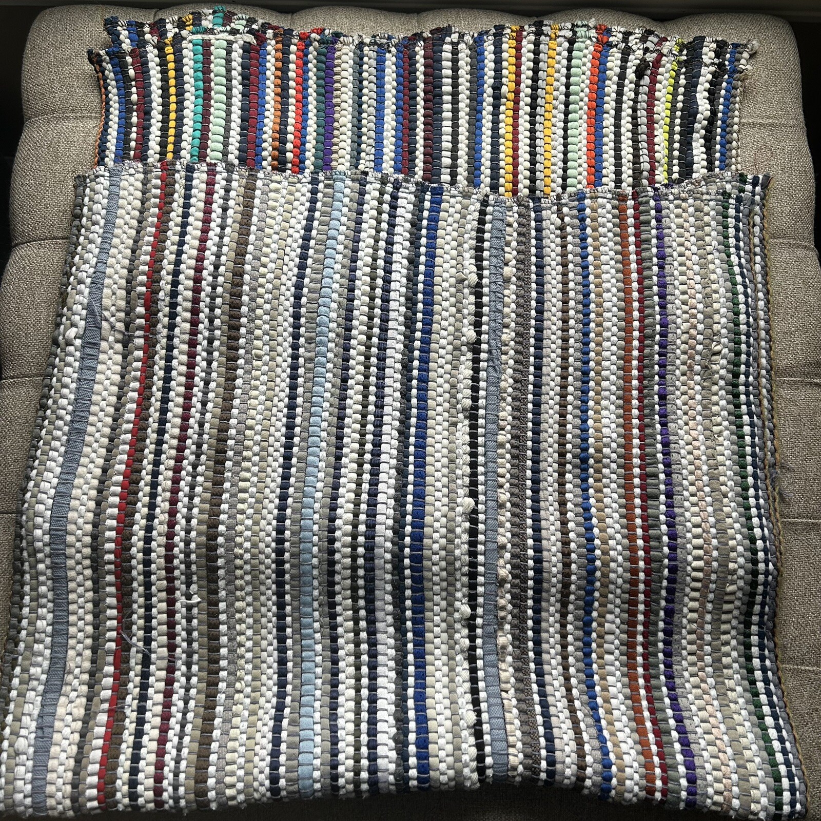 Vintage Hand Loomed Rag Rugs 41”X23” And 37”X21” gallery