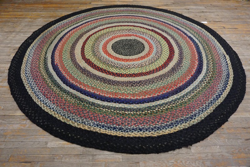 11X11 Antique American Braided Wool Area Rug 1935 gallery