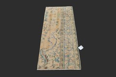BEIGE Turkish Oushak Rug 2×4 Vintage Handmade Anatolian Small Doormat Kilim