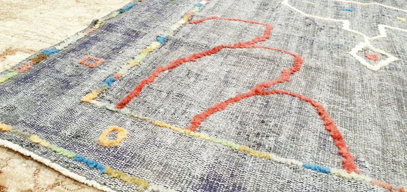 Bohemian Vintage 1960 Wool Pile Overdyed Oushak Contemporary Rug 5'7" x 9' gallery