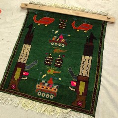 Afghan Wool War Rug AK-47 Tanks Grenades 30×60″ 76x152cm Ships from USA