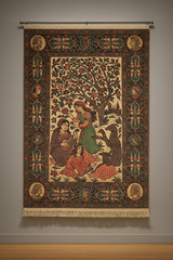8’4 x 4’9 ft Hand-Knotted Pictorial Wool Rug | Vintage South Asian Wall Hanging