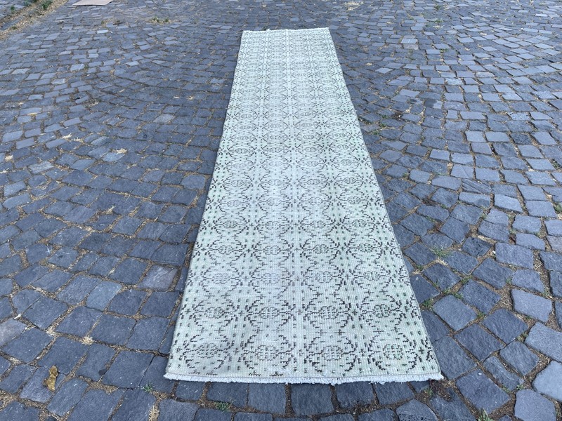 Turkish Vintage Rug Handmade Wool Rug Bohemian Runner Rug Home Rug 2,3 x 9,8 ft gallery